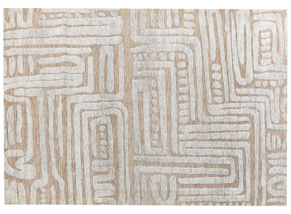 Koberec béžová a sivá polyester 160 x 230 cm geometrický vzor moderný minimalistický štýl obývacia izba spálňa