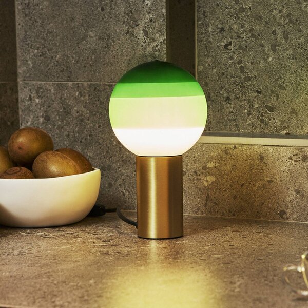 Stolová lampa MARSET Dipping Light, výška 22 cm, zelená/mosadz, Zelená, Obývacia izba / jedáleň, Sklo, Dizajn, Stojacie svietidlo