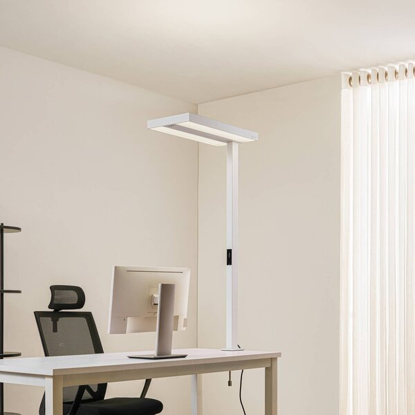 Arcchio LED kancelárska svietidlo Logan, biele, stmievateľné, senzor, Biela / opálová, Pracovňa / Kancelária, Hliník, Moderný, Lampa s klipom/do zásuvky