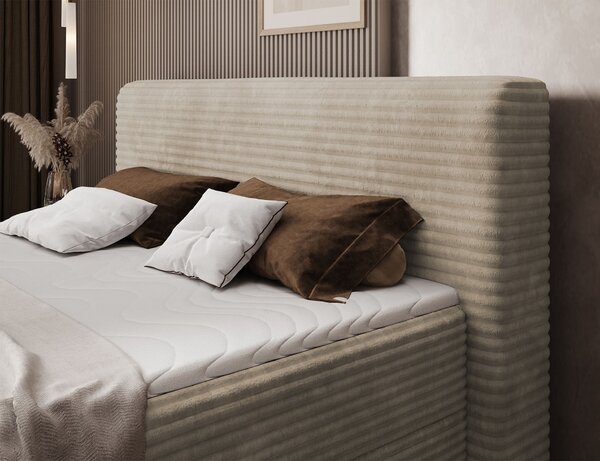 MUZZA Boxspring posteľ s úložným priestorom TIKOR 160 x 200 cm menčester béžová