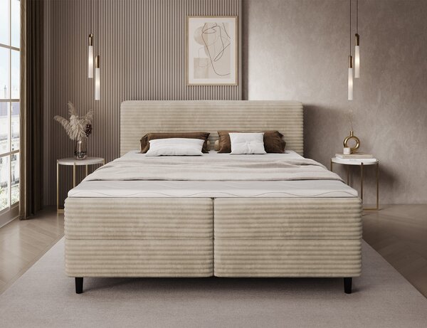 MUZZA Boxspring posteľ s úložným priestorom TIKOR 160 x 200 cm menčester béžová
