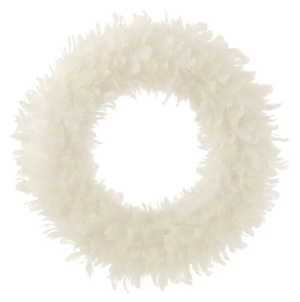 Biely pierkový veniec s trblietkami Wreath glitt - Ø 50*6 cm - J-Line by Jolipa