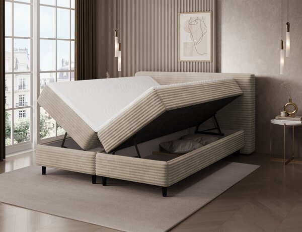 MUZZA Boxspring posteľ s úložným priestorom TIKOR 160 x 200 cm menčester béžová