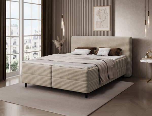 MUZZA Boxspring posteľ s úložným priestorom TIKOR 160 x 200 cm menčester béžová