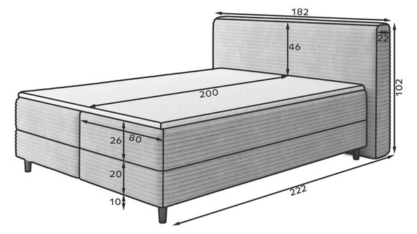 MUZZA Boxspring posteľ s úložným priestorom TIKOR 160 x 200 cm menčester modrá