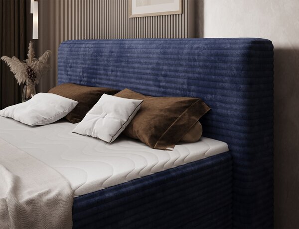 MUZZA Boxspring posteľ s úložným priestorom TIKOR 160 x 200 cm menčester modrá
