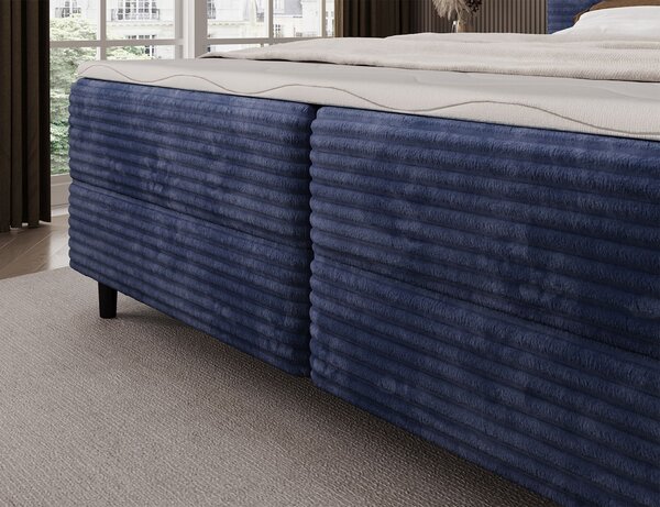 MUZZA Boxspring posteľ s úložným priestorom TIKOR 160 x 200 cm menčester modrá