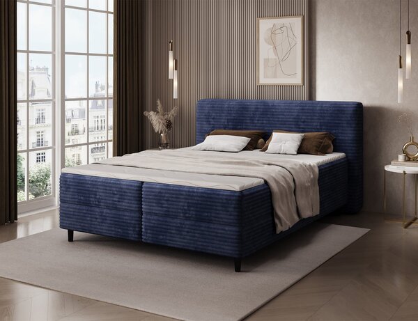MUZZA Boxspring posteľ s úložným priestorom TIKOR 160 x 200 cm menčester modrá