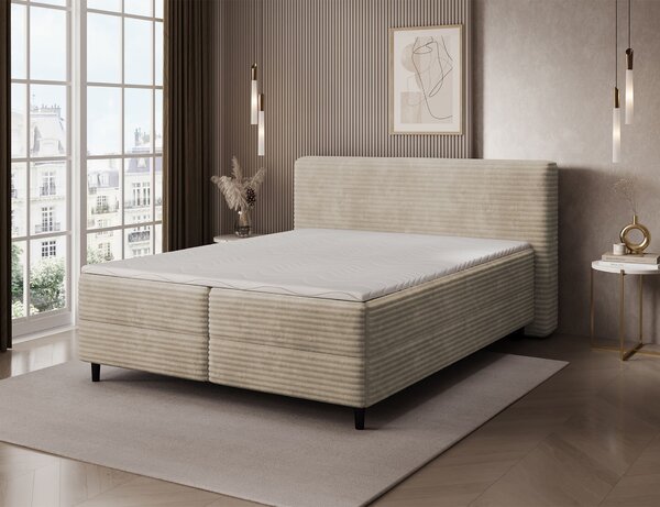 MUZZA Boxspring posteľ s úložným priestorom TIKOR 160 x 200 cm menčester béžová