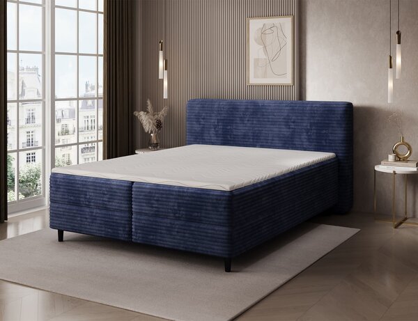 MUZZA Boxspring posteľ s úložným priestorom TIKOR 160 x 200 cm menčester modrá