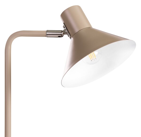 Stojaca lampa béžová kovová 154 cm nastaviteľné kužeľové tienidlo osvetlenie do spálne obývačky kancelárie industriálny štýl