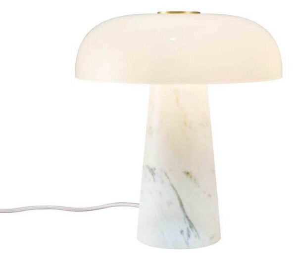 Stolová lampa Glossy, biela, výška 24 cm, mramor/sklo, Biela / opálová, Obývacia izba / jedáleň, Kameň, Škandinávsky, Stojacie svietidlo
