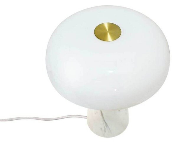 Stolová lampa Glossy, biela, výška 24 cm, mramor/sklo, Biela / opálová, Obývacia izba / jedáleň, Kameň, Škandinávsky, Stojacie svietidlo