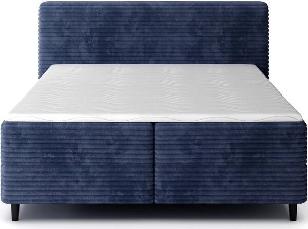 MUZZA Boxspring posteľ s úložným priestorom TIKOR 160 x 200 cm menčester modrá