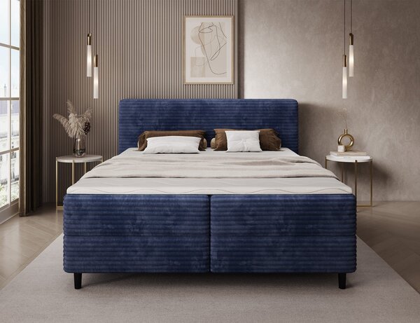 MUZZA Boxspring posteľ s úložným priestorom TIKOR 160 x 200 cm menčester modrá