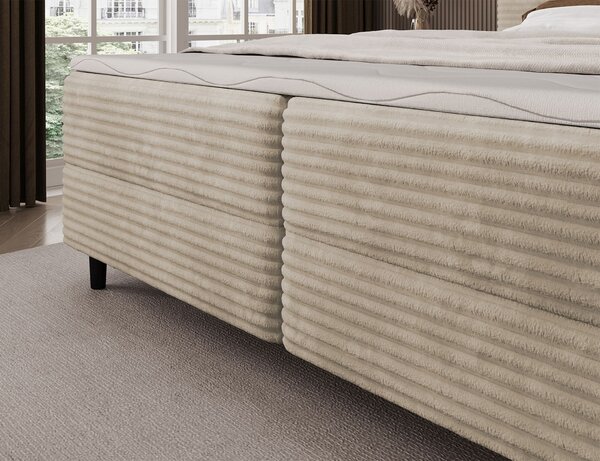 MUZZA Boxspring posteľ s úložným priestorom TIKOR 160 x 200 cm menčester béžová