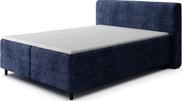 MUZZA Boxspring posteľ s úložným priestorom TIKOR 160 x 200 cm menčester modrá