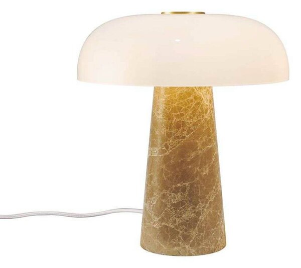 DFTP by Nordlux Stolová lampa Glossy, béžová/biela, výška 24 cm, mramor/sklo, Krémová / jantárovo žltá, Obývacia izba / jedáleň, Kameň, Škandinávsky, Stojacie svietidlo