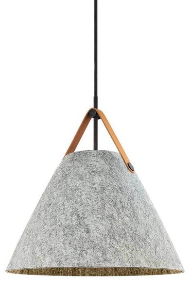 Závesné svietidlo Strap, svetlosivé, Ø 36 cm, kov/koža, Hliník / sivá / zinok, Obývacia izba / jedáleň, Textil / látka / hodváb, Škandinávsky, Závesné svietidlo