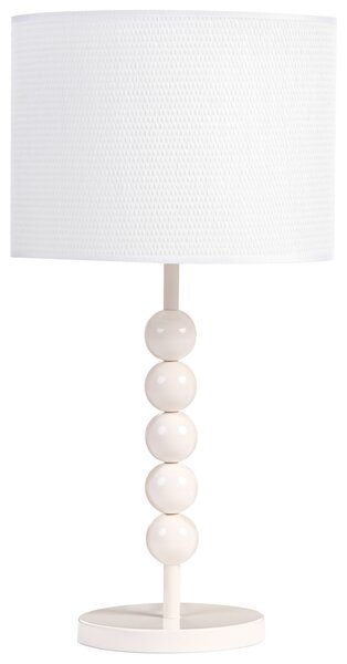 Stolná lampa biela železný podstavec biele tienidlo mid-century modern štýl obývacia izba spálňa