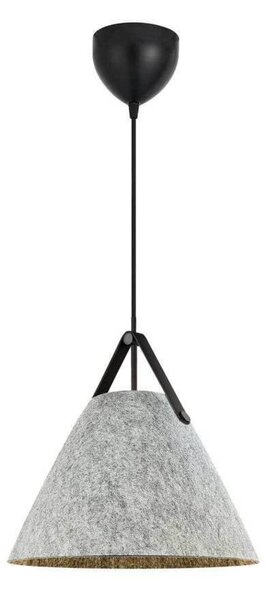 Závesné svietidlo Strap, svetlosivé, Ø 36 cm, kov/koža, Hliník / sivá / zinok, Obývacia izba / jedáleň, Textil / látka / hodváb, Škandinávsky, Závesné svietidlo