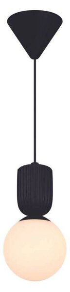 Nordlux Závesné svietidlo Sadie, čierne, Ø 15 cm, sklo/keramika, Čierna, Obývacia izba / jedáleň, Keramický, Škandinávsky, Závesné svietidlo