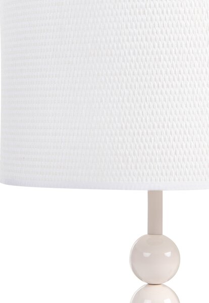 Stolná lampa biela železný podstavec biele tienidlo mid-century modern štýl obývacia izba spálňa