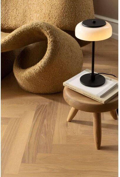 Nuura stolová LED lampa Blossi, výška 31 cm, čierna/opálová, Čierna, Obývacia izba / jedáleň, kov, Škandinávsky, Stojacie svietidlo