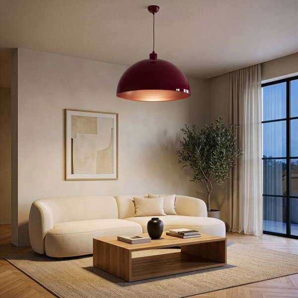 Brilagi - Závesný LED luster na lanku METALO 1xE27/40W/230V pr. 60 cm bordová/medená