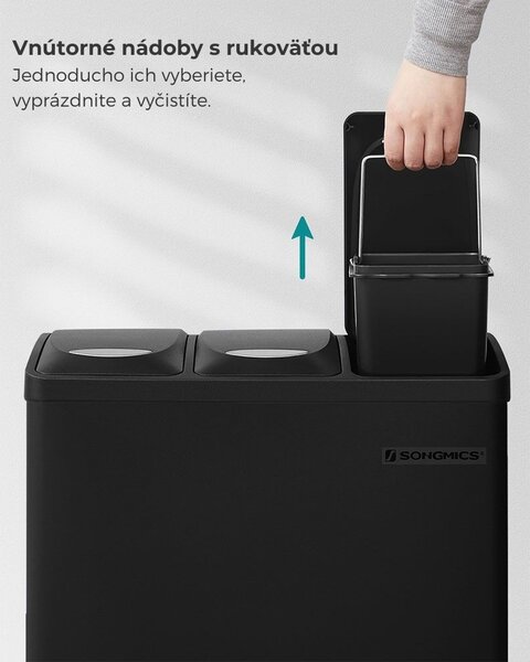 Kôš na separovanie odpadu SORT 24l (3x8l), čierna SongmicsHome