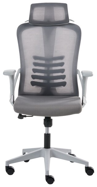 Kancelárska stolička sivá sieťovinové naklápacie operadlo nastaviteľná výška podrúčky moderné ergonomické kancelárske kreslo