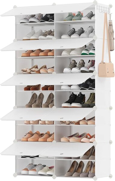 Organizér na topánky KIMBERLY, 10 boxov, biela/priesvitná SongmicsHome