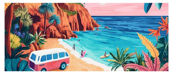 Obraz - Karavan pri oceáne (120x50 cm)