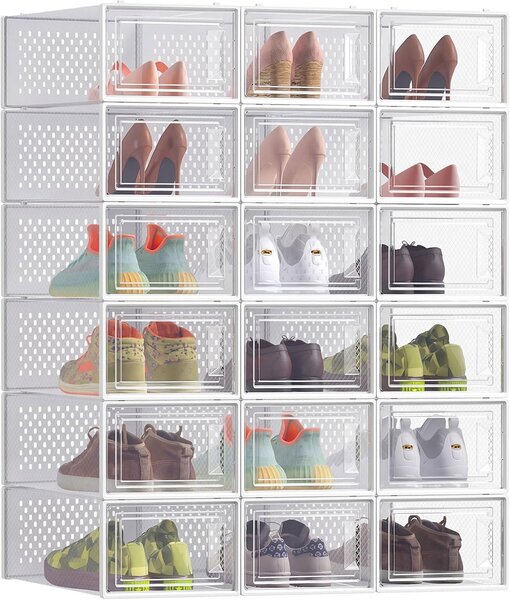 Organizér na topánky MARI, 18 boxov, priesvitná/biela SongmicsHome