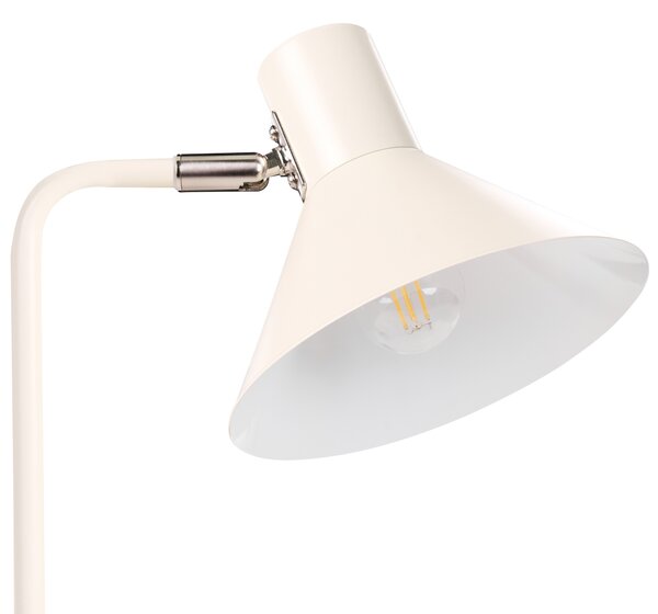 Stojaca lampa krémová biela kovová 154 cm nastaviteľné kužeľové tienidlo osvetlenie do spálne obývačky kancelárie industriálny štýl