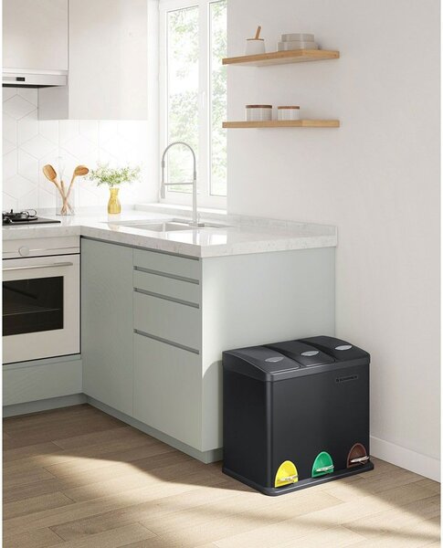 Kôš na separovanie odpadu SORT 24l (3x8l), čierna SongmicsHome