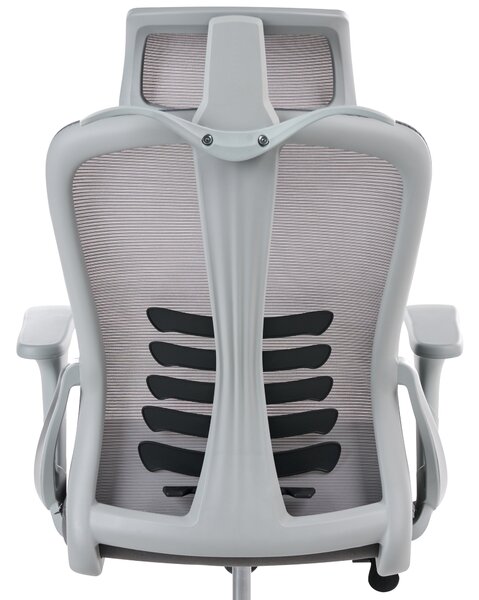 Kancelárska stolička sivá sieťovinové naklápacie operadlo nastaviteľná výška podrúčky moderné ergonomické kancelárske kreslo