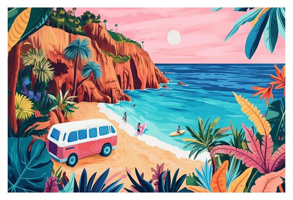 Obraz - Karavan pri oceáne (90x60 cm)