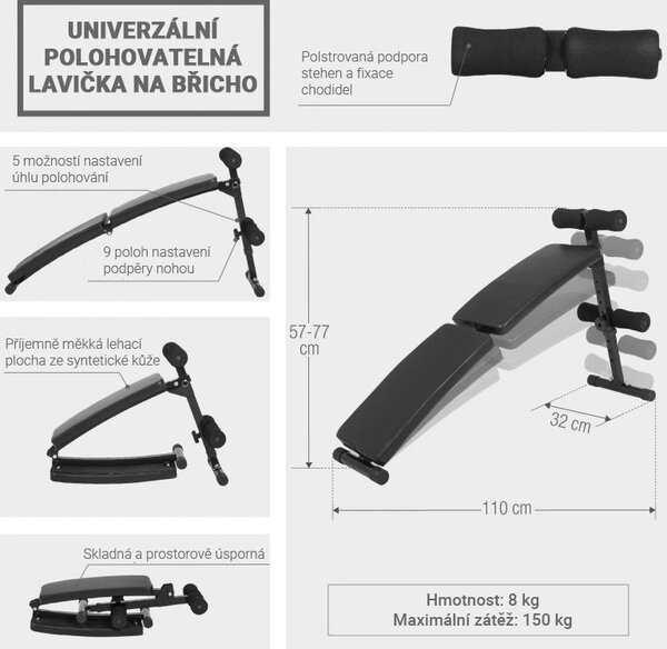 Gorilla Sports Univerzálna polohovateľná lavička na brucho