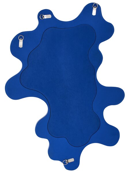 Nástenné zrkadlo modré MDF 80 x 59 cm nepravidelný tvar moderný štýl dekorácie doplnky obývacia izba predsieň