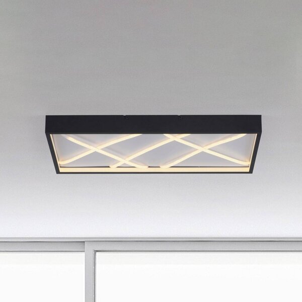 JUST LIGHT. stropné LED svetlo Mikado, 60 x 30 cm, čierne, Čierna, Obývacia izba / jedáleň, kov, Moderný, Stropné svetlo