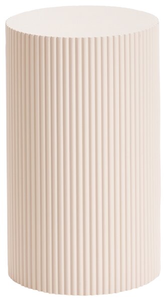 Odkladací stolík krémová biela MDF ø 30 cm rebrovaný dizajn moderný štýl obývacia izba
