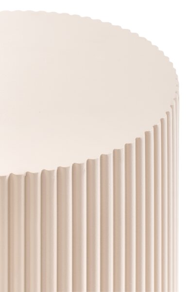 Odkladací stolík krémová biela MDF ø 30 cm rebrovaný dizajn moderný štýl obývacia izba