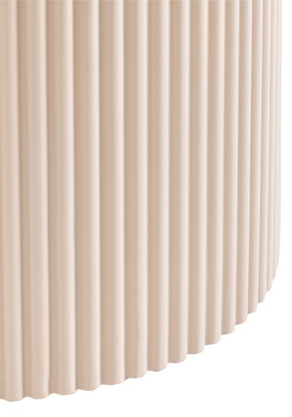 Odkladací stolík krémová biela MDF ø 30 cm rebrovaný dizajn moderný štýl obývacia izba