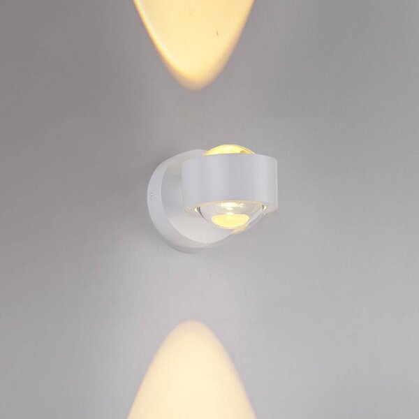 JUST LIGHT. LED akumulátorové nástenné svetlo Chia, biele, železo, 3 000 K, Biela / opálová, Obývacia izba / jedáleň, kov, Moderný, Nástenné svietidlo
