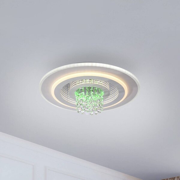 JUST LIGHT. stropné LED svetlo Tolago RGB, biele, diaľkové ovládanie, Biela / opálová, Obývacia izba / jedáleň, kov, Moderný, Závesné svietidlo