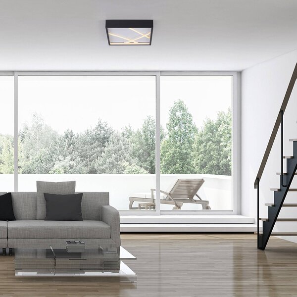 JUST LIGHT. GmbH stropné LED svetlo Mikado, 30 x cm, čierne, Čierna, Obývacia izba / jedáleň, kov, Moderný, Stropné svetlo