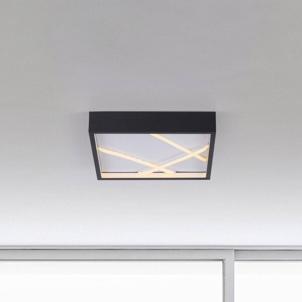 JUST LIGHT. GmbH stropné LED svetlo Mikado, 30 x cm, čierne, Čierna, Obývacia izba / jedáleň, kov, Moderný, Stropné svetlo