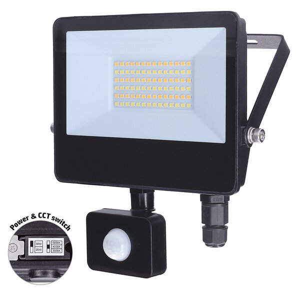 SOLIGHT LED reflektor TOP 30W, max. 3900lm, 3CCT, voliteľný výkon 100/66%, IP65, senzor