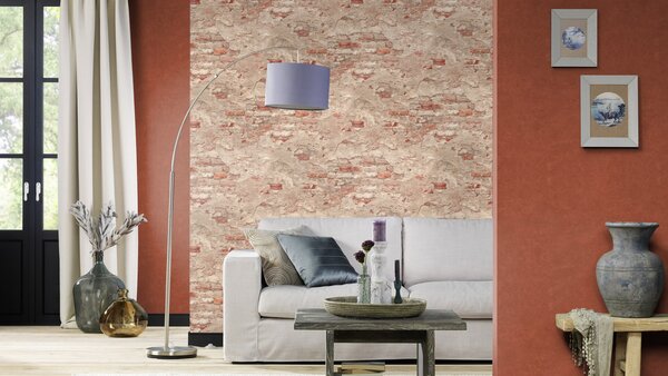 RASCH | Vliesová tapeta na stenu TOP Collection 939323 | 0,53 x 10,05 m | béžová, hnedá, oranžová
